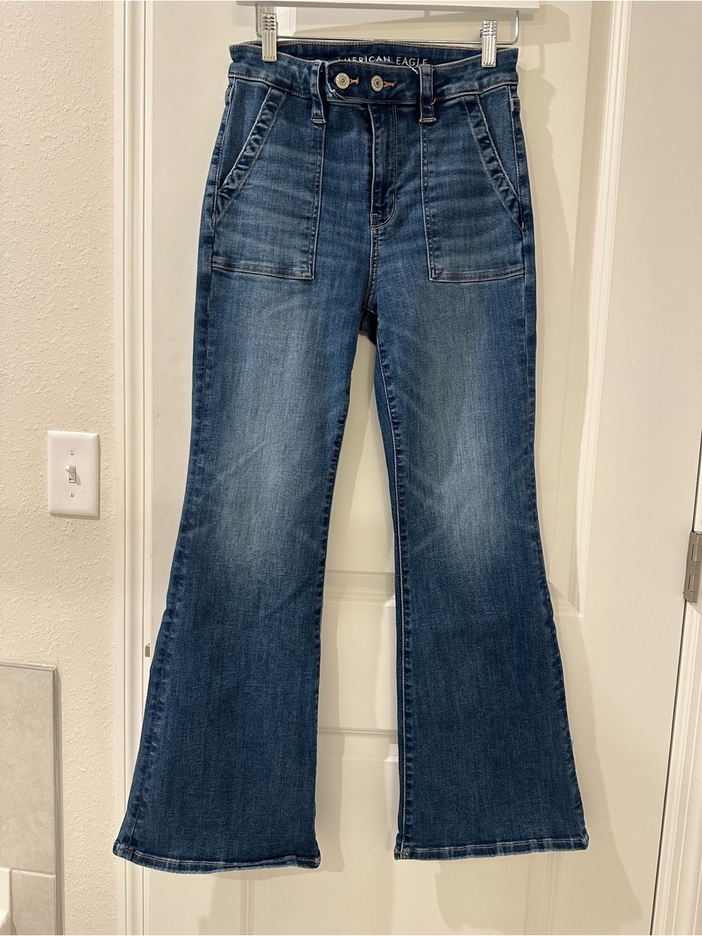 American Eagle Outfitters Medium Blue High-Rise Flare Jeans